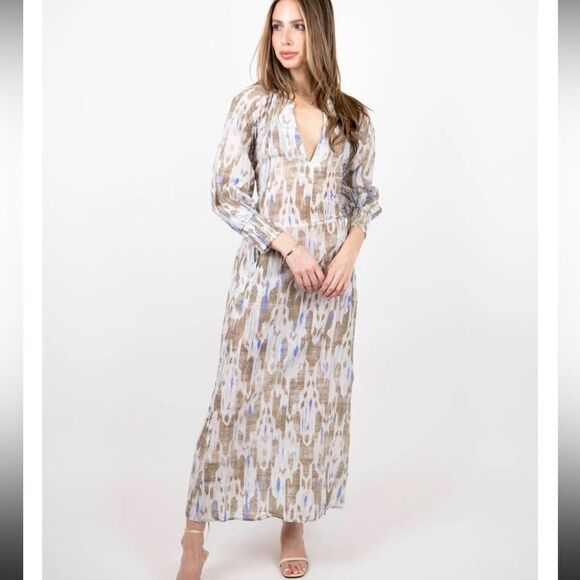 Elegant Blue and Brown Maxi Dress - Picture 13 of 13